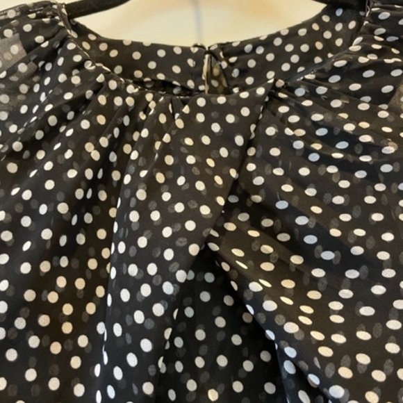 Zara Black And White Polka Dot Long Sleeve Blouse Size L - Picture 2 of 5